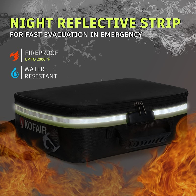 KOFAIR Fireproof Document Bag (16 x 11 x 5 inch)