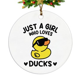 Duck Ornament, Duck Ornaments for Christmas Tree, Duck Decorations for Christmas Tree, Duck Gifts, Just a Girl Who Loves Ducks Ceramic Ornaments, Duck Decorative Hanging Ornament