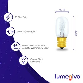 lumenivo Lava Lamp Bulbs 15 Watt 130V T7 Intermediate Base Replacement for 120V 15W Light Bulb Small Base 15W Incandescent Appliance Bulb E17 Base – 11.5” Lava Lamps & Sewing Machines – 1 Pack