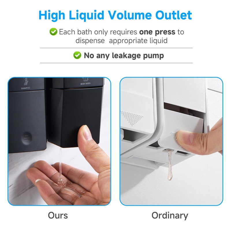 GlintGath Shower Dispenser 3 Chamber No Drill Wall Mounted Shampoo