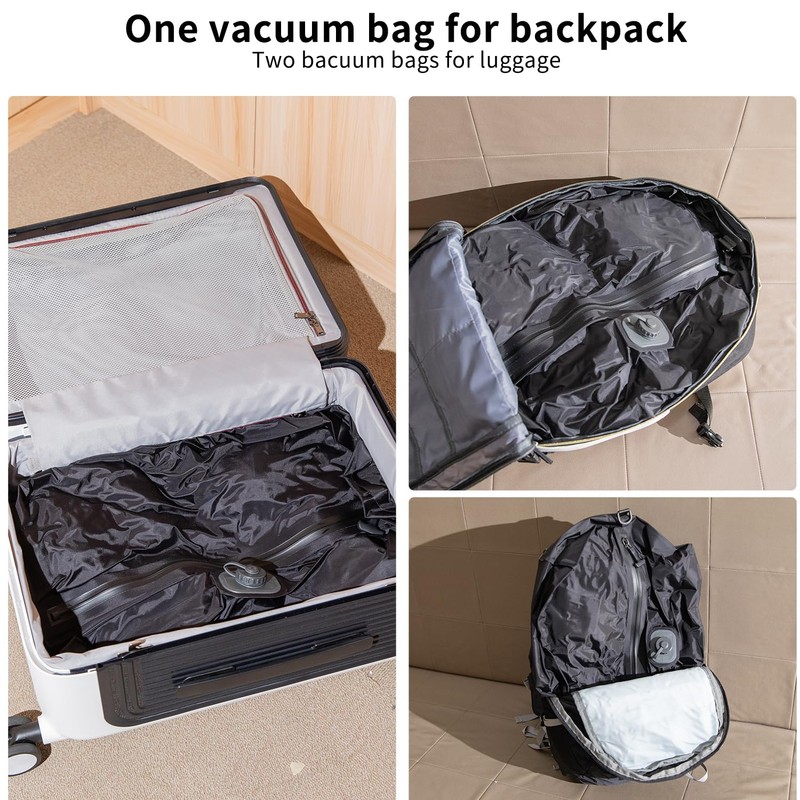 Automatic Vacuum Bag for Travel Luggage with Pump, Reusable Space