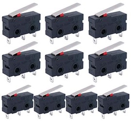 Twidec/10Pcs Mini Micro Limit Switch 5A 125 250V AC SPDT 1NO 1NC Short Lever Arm Switch Snap Action Button Type 3 Pins KW11-3Z02
