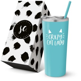 SassyCups Cat Tumbler - Stainless Steel Vacuum Insulated Crazy Cat Lady Travel Mug with...