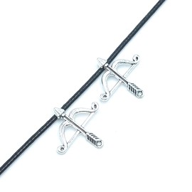 Generic 30pcs Charms Bow & Arrow Pendant Archery Necklace Tibetan Silver for DIY Craft Necklace Bracelets Keychain Jewelry Making Findings Accessories 25 X 25mm (Ancient Silver), 12.ancient Silver