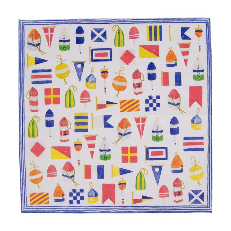 Caspari Nantucket Paper Cocktail Napkins - 20 Per Box