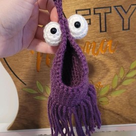 Crochet Yip Yip Mini Hanging Basket by Crafty Mama, Decorative, Decor:_Purple