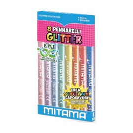 Mitama Triangular Glitter Brush Fine Tip 8 Felt Tip Pens Multicolor Taglia UNICA School Pencil Case
