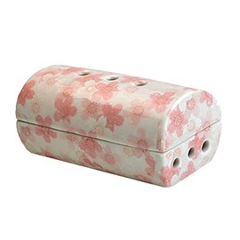 Modern Buddhist Utensils, Horizontal Tube Incense Burner "Kosaiki", Cherry Blossom (White) Mino Ware, Carbon Felt Included, Compatible with Mini 2.8 inches (7 cm) Incense, Longer Incense Sticks Can Be