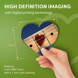 Destination Vinyl ltd Great Coasters (Set of 4) Heart - Guitar Heart Shaped Plec Pick Drink Glossy Coasters/Tabletop Protection for Any Table Type #45264