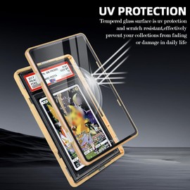PSA Slab Case, CARDYOO Premium PSA Slab Protector, Metal Graded Card Case for 130PT Standard Card, UV Resistant Composite Glass, Gold