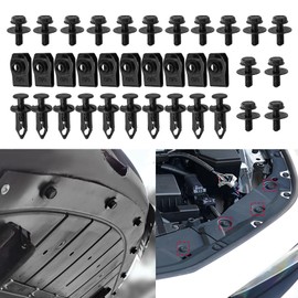 Lyxheth 35PCS Engine Under Cover Splash Shield Guard Body Bolts Screws, Car Bumper Clips, Bumper Fender Liner Push Retainer Fastener Rivet Clip and U-Nut, Car Clip Kit Compatible with Nissan Infiniti