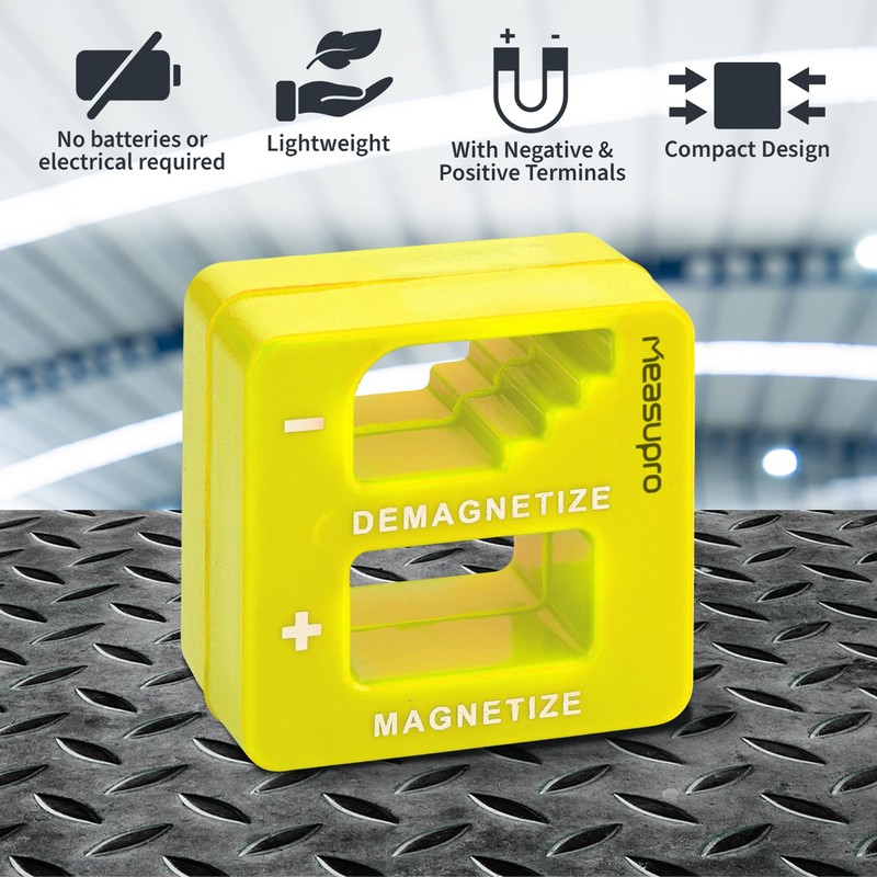 MeasuPro Demagnetizer and Magnetizer - Yellow - for Screwdrivers Tips,