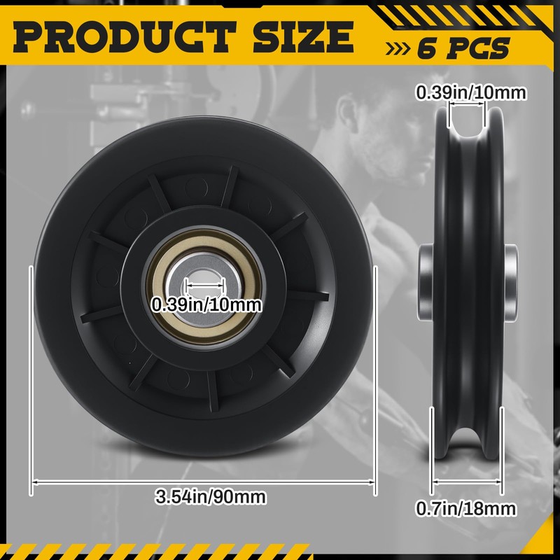 Soulchen 6 Pcs 6/8 Pcs 90mm/3.5" Universal Nylon Bearing Pulley-Wheel