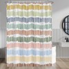 Baocicco Multicolour Stripe Bathroom Curtain Decor with Hooks - Rainbow
