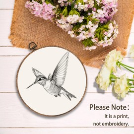Yorhifa Vintage Hummingbird Framed Wall Art, Retro Hummingbird Round Wall Art, Rustic Humming Bird Round Walls Decor, Farmhouse Bird Circle Canvas Artwork Hanging Decor, 10x10in