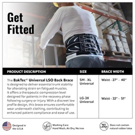 Braceapedia BakTec Universal LSO Back Brace LG-3X