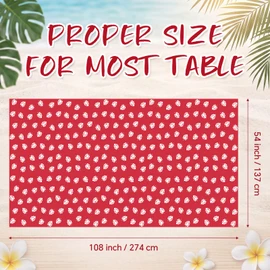 Fanfanwin 3 Pcs Hawaiian Luau Tablecloths Red and White Tropical Tablecover