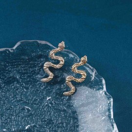 Cimenexe Punk Snake Stud Earrings Gold Snake Earrings Minimalist Viper Serpent Earrings Vintage Cobra Earrings Jewelry for Women and Girls