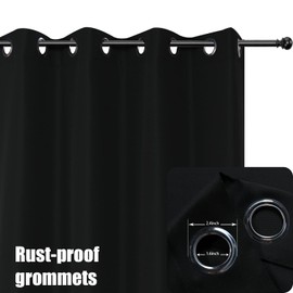 BONZER Waterproof Indoor/Outdoor Curtains for Patio Thick Privacy Grommet Curtains for Bedroom, Living Room, Porch, Pergola, Cabana, 1 Panel, 84W x 84L inch, Black
