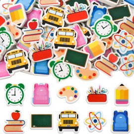 60PCS Back to School Erasers Bulk for Kids Mini School Bus Schoolbag Alarm Pencil Blackboard Eraser for Student Classroom Prizes Stationery Homework Rewards Supplies Party Favors