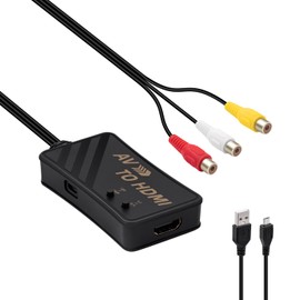 Mcbazel RAC to HDMI Adapter AV Composite Aspect Ratio Switch 4:3 to 16:9 Convert 720p/1080p Switching Compatible with Tri-Color Game Consoles & Recorder Devices - Black