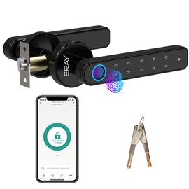 Fingerprint Door Lock Set, ERAY Smart Door Lock, 4 in 1 Keyless Entry Door Knob with Bluetooth APP, Fingerprint, Keypad Code, Keys, Interior Security Lock Set for Home Hotel Apartment