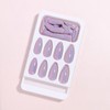 24Pcs Chrome Press on Nails Medium Almond Fake Nails Purple