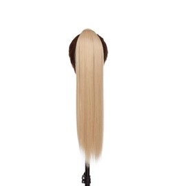 23" Long Straight Wrap Around Ponytail Clip in Hair Extensions One Piece Hairpiece Magic Tape in Pony Tail Extension for Women Dark Blonde mix Bleach Blonde