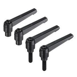 sourcing map 4pcs Clamping Lever Adjustable Handle Set Metric M8 x 25mm Male & M8 Female Thread Level Handles Hand Stud Knobs Quick Release Black for Lathe Machinery