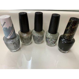 OPI, O.P.I. OPI Nail Polish Lot Set of 5 Silver Glitter Black Shades FS NEW Some Disc  HTF A