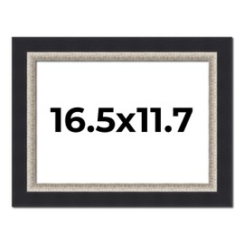 Poster Palooza A3 16.5x11.7 Frame Black & Natural Wood Solid Wood Picture Frame | 2.25 Inch Moulding Width | with UV Acrylic Plexiglass, Foam Board Backing & Hanging Hardware Included