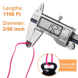 HARFINGTON Solid Braid Nylon Rope 3/50 Inch 1100 Ft Multipurpose Polypropylene Utility Rope Cord Line for Camping Flag Pole Climb Knot, Pink