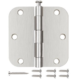 18 Pack Nickel Door Hinges Brushed Nickel 3 1/2 Interior Door Hinges Satin Nickel 3.5 Inch with 5/8” Radius Corners 3 ½"x 3 ½" Silver Hardware Controls JIW