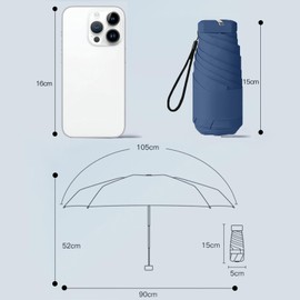 AUSDINAUTO Mini Umbrella - Wind Resistant and Waterproof - Ideal for Rain and Water, blue navy, Mini