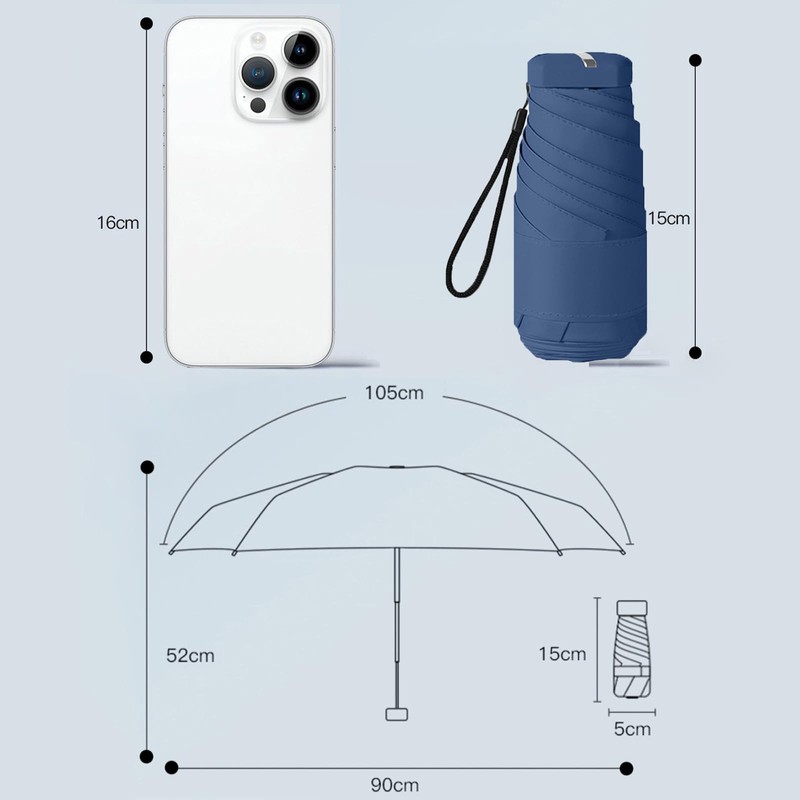 AUSDINAUTO Mini Umbrella - Wind Resistant and Waterproof - Ideal