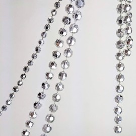 EliteKoopers 5MM Sparkling Faceted Bead Disco Chain Garland for Tree, Stairs, Wedding Decor Art and Craft, Gift Wrap (Silver, 1m)