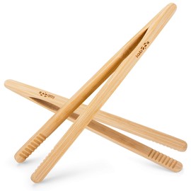 2-Pack Bamboo Toast Tongs 8.7” – Natural Bamboo Tongs for Toaster, Oven, Air Fryer, Pickles, Snacks – Heat-Resistant, Food Safe, Easy to Use – by Laboos