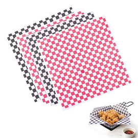 Newspaper English Wrapping Paper Wrapping Paper Food Food Oilproof Wax Paper Liner Basket Wrapper Baking Parchment Pan Sandwich Burger Fries (Black and White Checker, 8.7 inches (22 cm)
