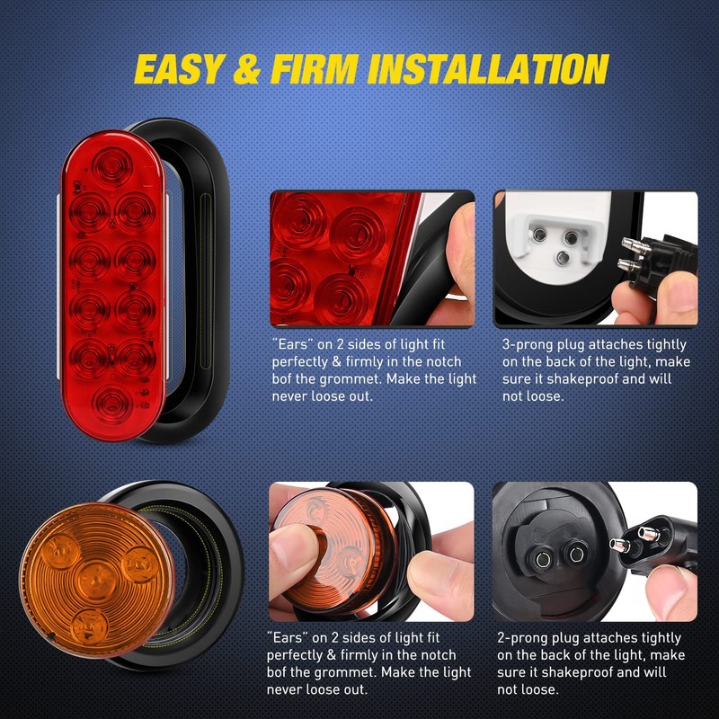 Nilight 2PCS Steel Trailer Light Boxes Housing Kit w/ 6Inch