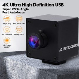 Svpro Ultra HD 4K Computer Camera 30pfs USB Webcam with 170° Lens, UHD Mini Camera 3840 x 2160 Sony IMX317 Sensor Plug & Play UVC Camera with Metal Housing for Mac Android Linux Windows