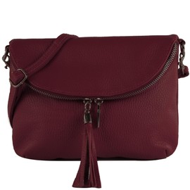 modamoda de T07LEDER Women's Leather Small Shoulder Bag Evening Bag Handmade in Italy, Bordeaux Purple