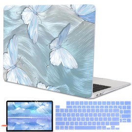 LCMOCICO for MacBook Pro Case 13 inch 2022 2021 2020-2016 A2338 M2/M1 A2251 A2289 A2159 A1989 A1706 with Touch ID, Plastic Hard Shell Keyboard Cover Screen Film Webcam Cover, Tin Foil Butterfly