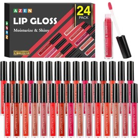 AZEN Paquete De 24 Brillos Labiales, Brillos Labiales Brillantes Para Mujeres Y Niñas Con Una Rica Variedad De Colores.