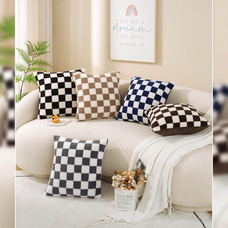 AmHoo Set of 2 Decorative Cushion Covers Checkerboard Decorative Cushion