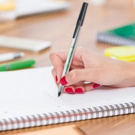 BIC Ecolutions Round Stic Ballpoint Pens, Medium Point (1.0mm), 50-Count Pack, Red Ink Pens Made from 97% Recycled Plastic