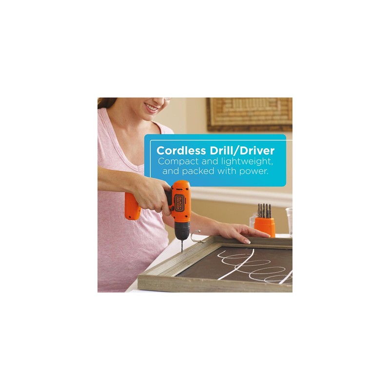 BLACK+DECKER 8V MAX 57-Piece Cordless Drill and Household Tool Kit