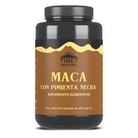 Maca Amarilla Con Pimienta Negra - 90 Cápsulas 500 mg - Suplemento Alimenticio Natural - Energía - Sin Azúcar Ni Aditivos