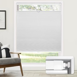 LazBlinds No Tools No Drill Cordless Cellular Shades, Top Down Bottom Up (TDBU) Honeycomb Shades for Home, Blackout Light Blocking Thermal Insulation Blinds for Windows, 50" W x 64" H, White
