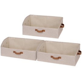 StorageWorks Closet Organizer Bins, Trapezoid Storage Box, Fabric Storage Baskets for Shelves, Jumbo, Brown and Beige, 3-Pack
