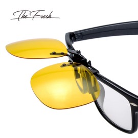 The Fresh Blue Light Filter Clip-on Computer Reading Glasses & Polarized Night Driving Glasses on Prescription Sunglasses Eyeglass (2-Piece(Blue Light Blocking & Polarized Night Driving Glasses))